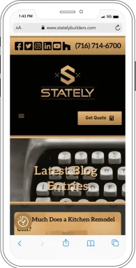 StatelyBuiders.com rendering on an iPhone.